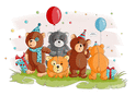 Invitation d'anniversaire avec les oursons joyeux